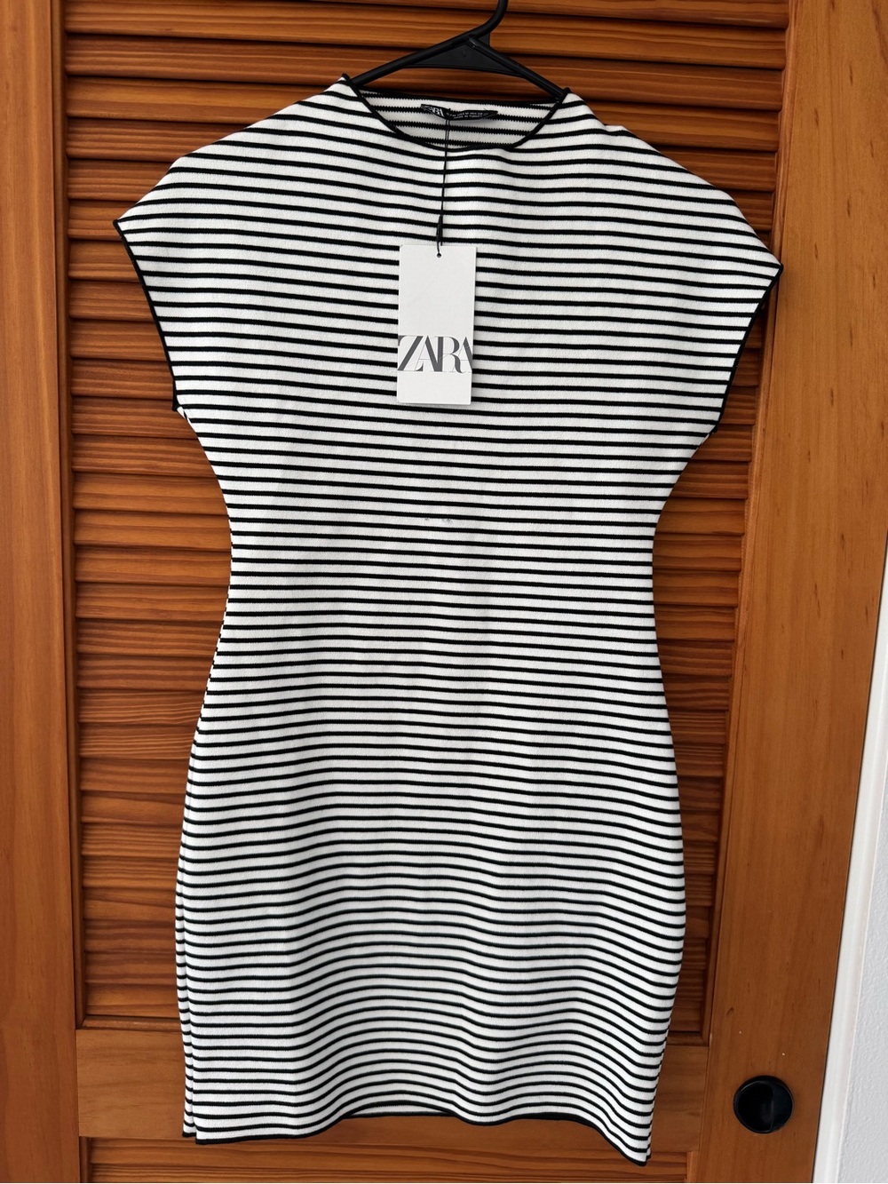 ZARA Black and White Striped Mini Dress